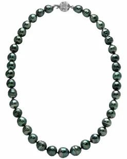 Dark Tahitian Circled Baroque Pearl Necklace, 8.0-10.0mm - AA+ Quality