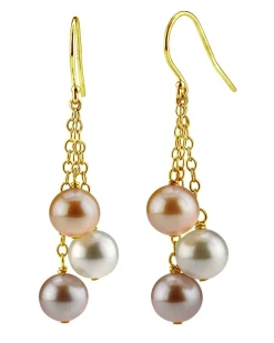 Freshwater Multicolor Pearl Cluster Earrings