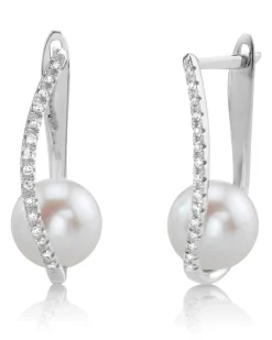 Freshwater Pearl & Diamond Eliza Drop Earrings