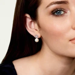 Freshwater Pearl & Diamond Faye Drop Earrings