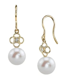 Freshwater Pearl & Diamond Lacy Earrings