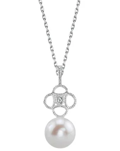 Freshwater Pearl & Diamond Lacy Pendant