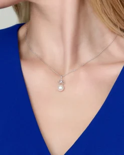 Freshwater Pearl & Diamond Lacy Pendant