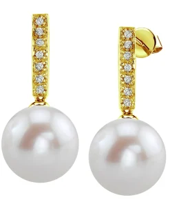 Freshwater Pearl Dangling Diamond Earrings
