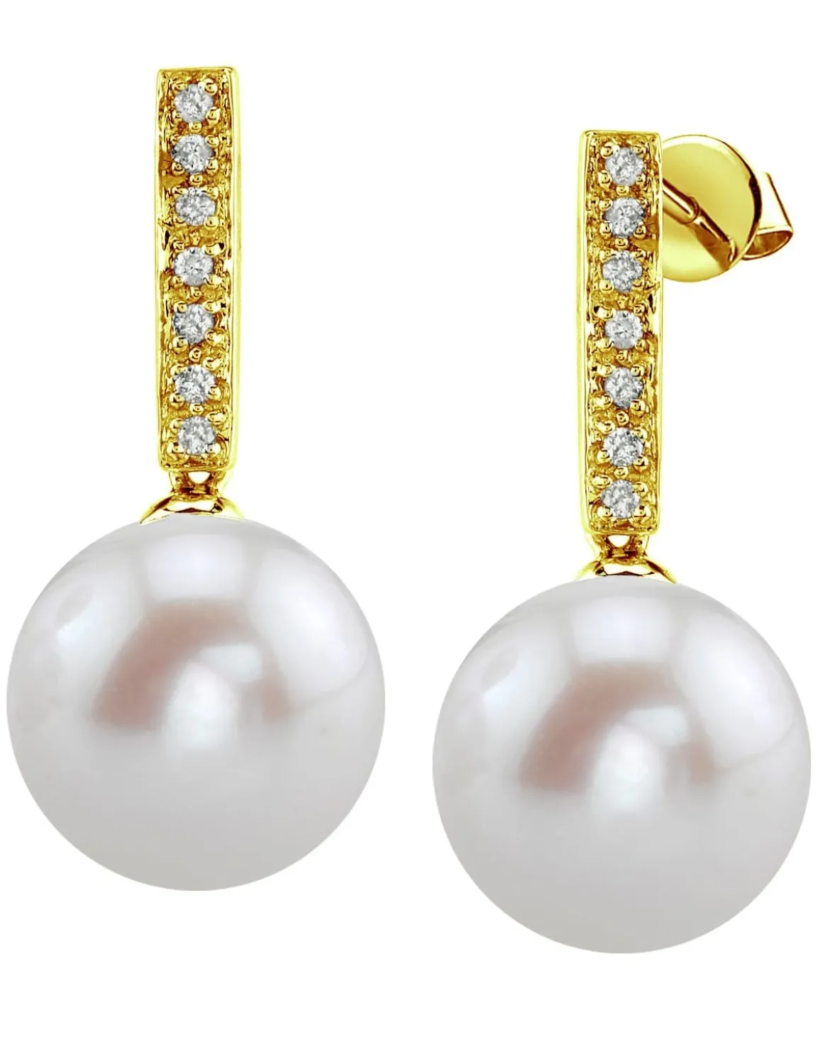 Freshwater Pearl Dangling Diamond Earrings