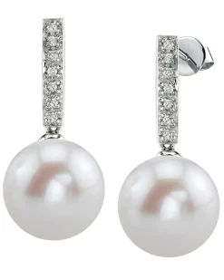 Freshwater Pearl Dangling Diamond Earrings