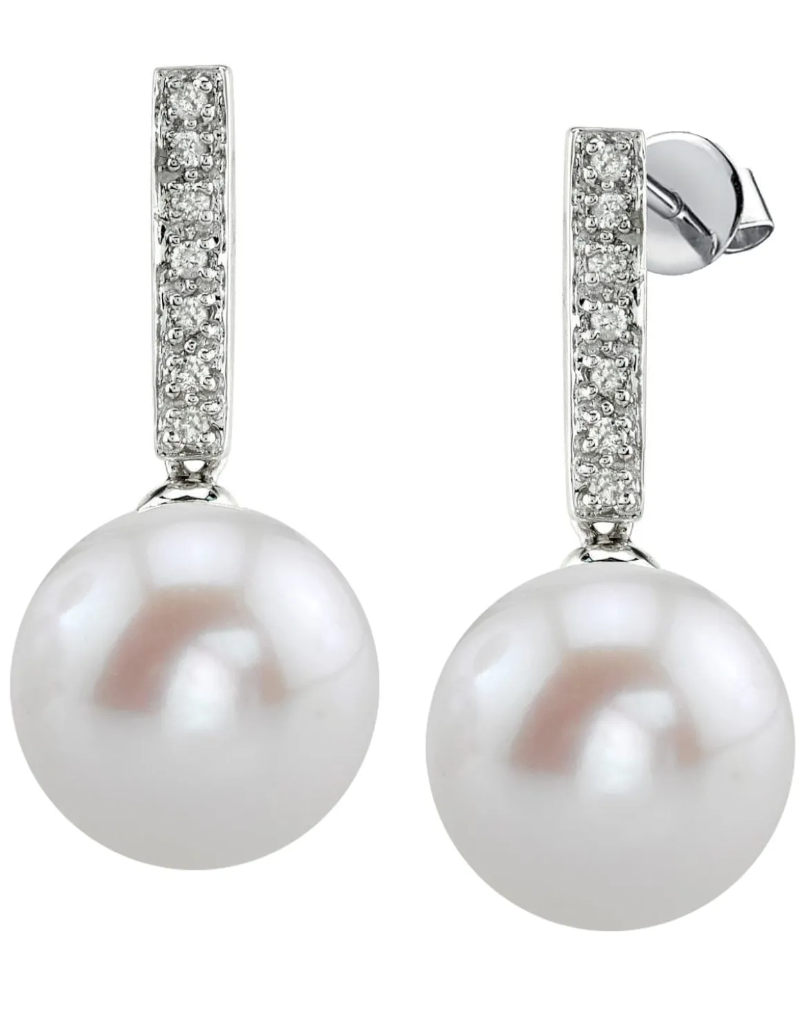 Freshwater Pearl Dangling Diamond Earrings