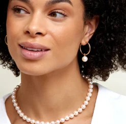 Freshwater Pearl Hoop Leane Dangling Earrings