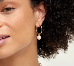 Freshwater Pearl Hoop Leane Dangling Earrings