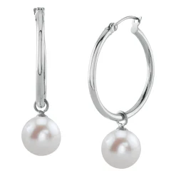 Freshwater Pearl Hoop Leane Dangling Earrings