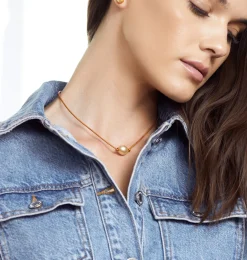 Golden South Sea Baroque Pearl on Leather Necklace
