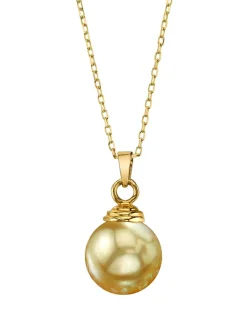Golden South Sea Hope Solitaire Pearl Pendant