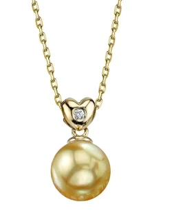 Golden South Sea Pearl & Diamond Sweetheart Pendant