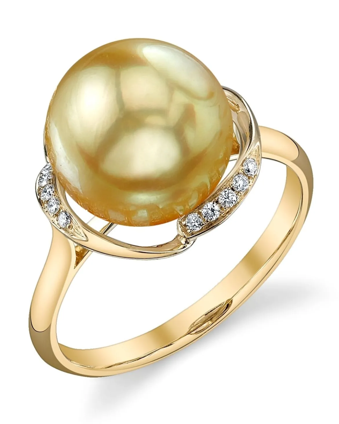 Golden South Sea Pearl & Diamond Luminary Cocktail Ring