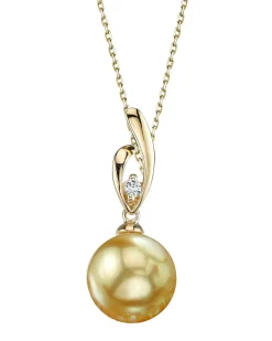 Golden South Sea Pearl & Diamond Asterie Pendant