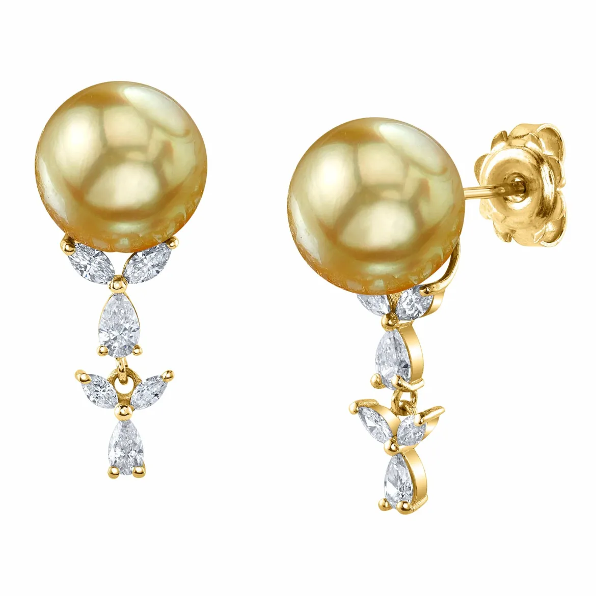 Golden South Sea Pearl & Diamond Kiara Earrings