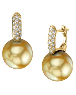 Golden South Sea Pearl & Diamond Calypso Drop Earrings