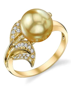 Golden South Sea Pearl & Diamond "Hazakura" Ring