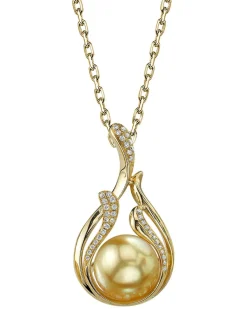 Golden South Sea Pearl & Diamond Wildfire Pendant