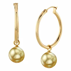 Golden South Sea Pearl Hoop Leane Earrings