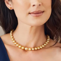 Golden South Sea Pearl Necklace, 13.0-15.0mm - AAA Quality