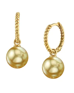 Golden South Sea Pearl Xanthe Hoop Earrings