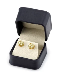 Golden South Sea Round Pearl Stud Earrings, 10.0-11.0mm