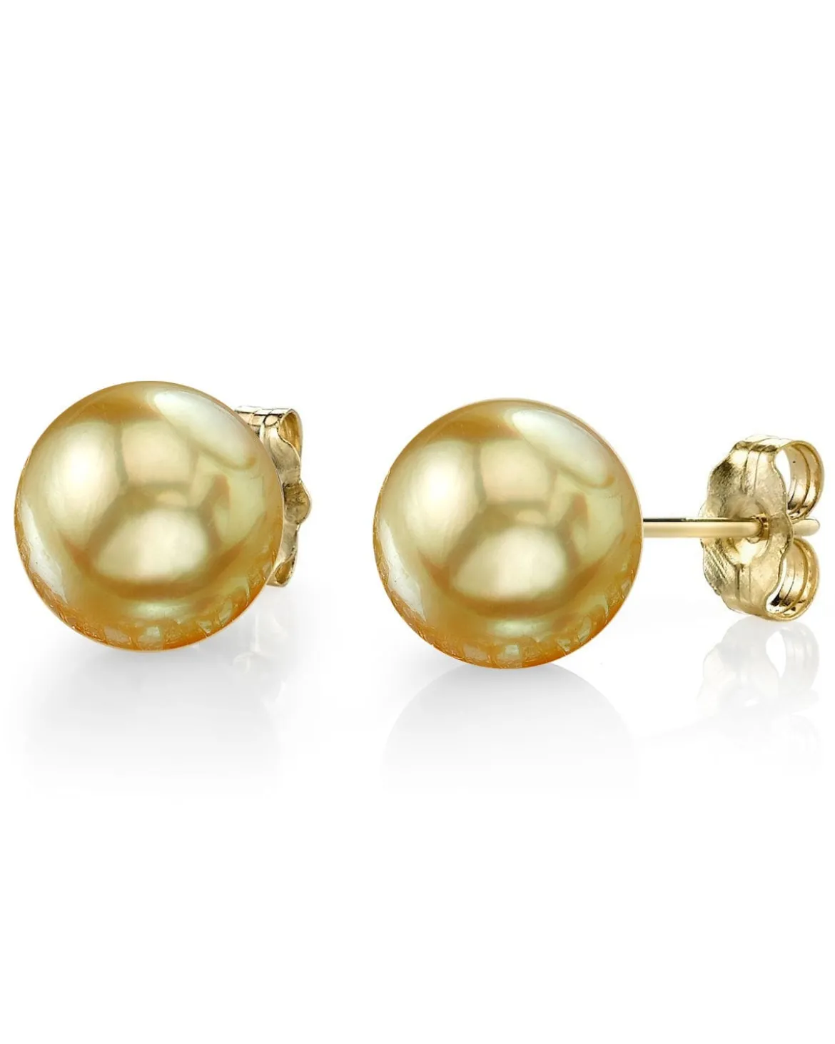 Golden South Sea Round Pearl Stud Earrings, 10.0-11.0mm