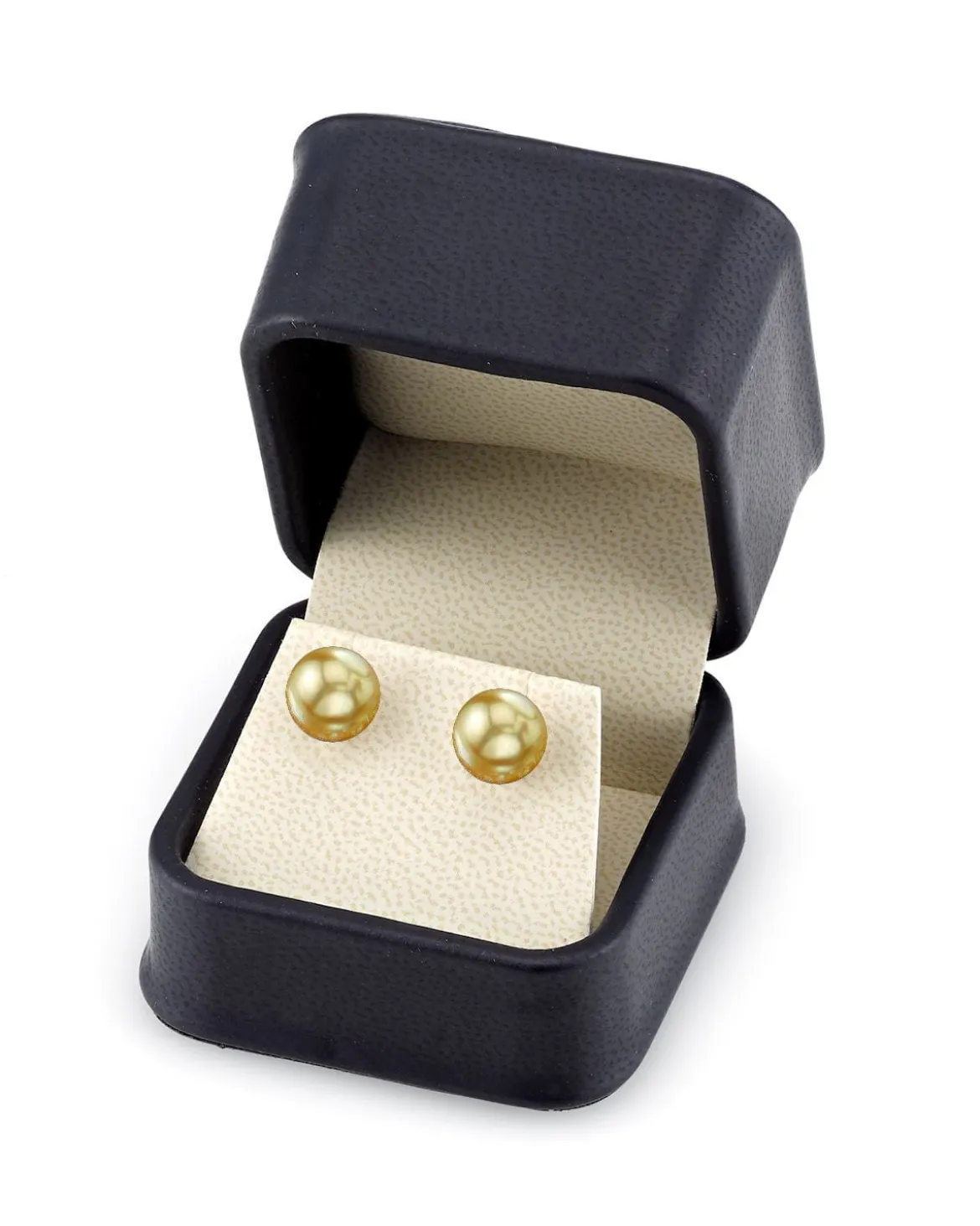Golden South Sea Round Pearl Stud Earrings, 9.0-10.0mm
