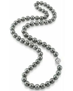 Green Tahitian Opera Length Pearl Necklace, 12.0-13.0mm - AAAA Quality