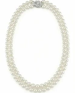 Hanadama Akoya White Pearl Double Strand Necklace