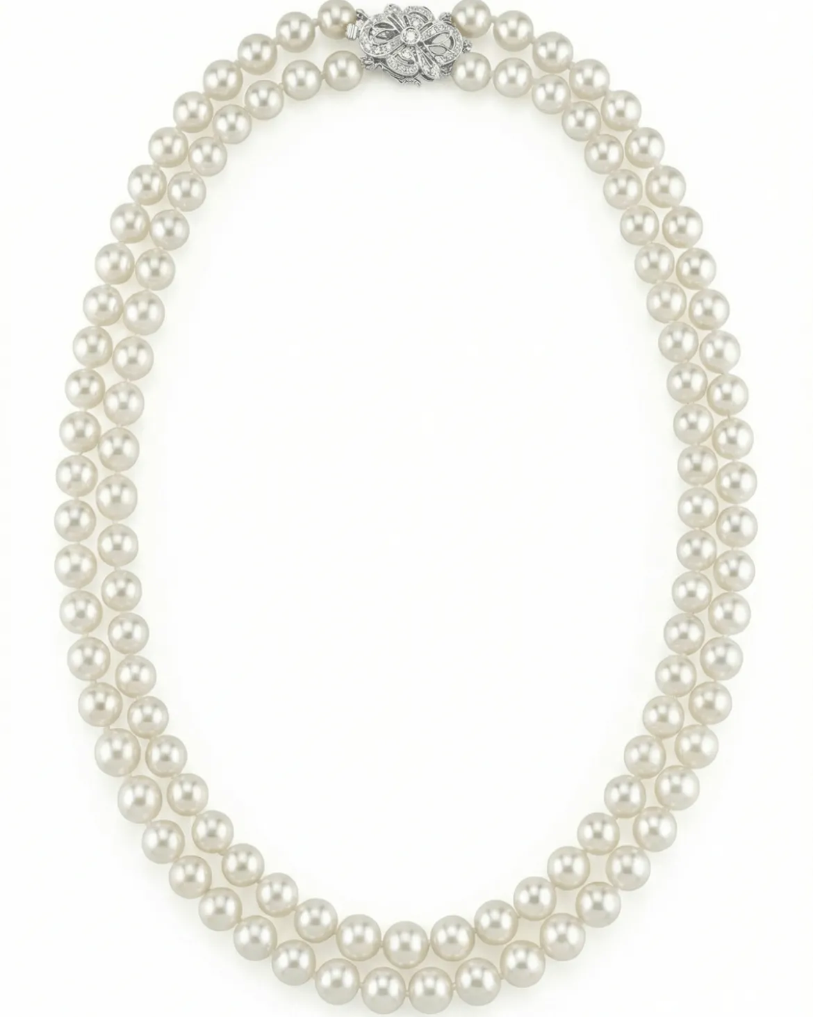 Hanadama Akoya White Pearl Double Strand Necklace