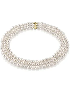 Hanadama Akoya White Pearl Triple Strand Necklace