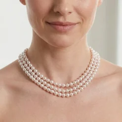 Hanadama Akoya White Pearl Triple Strand Necklace