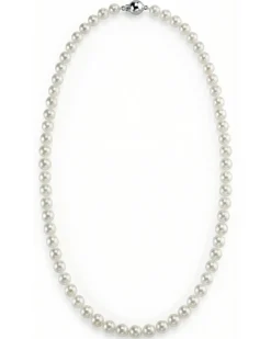 Hanadama Japanese White Akoya Pearl Necklace, 6.0-6.5mm