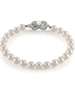 Hanadama Japanese White Akoya Pearl Bracelet, 6.0-6.5mm
