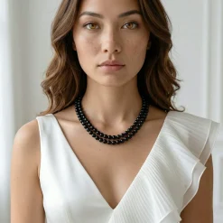 Japanese Akoya Black Pearl Double Strand Necklace