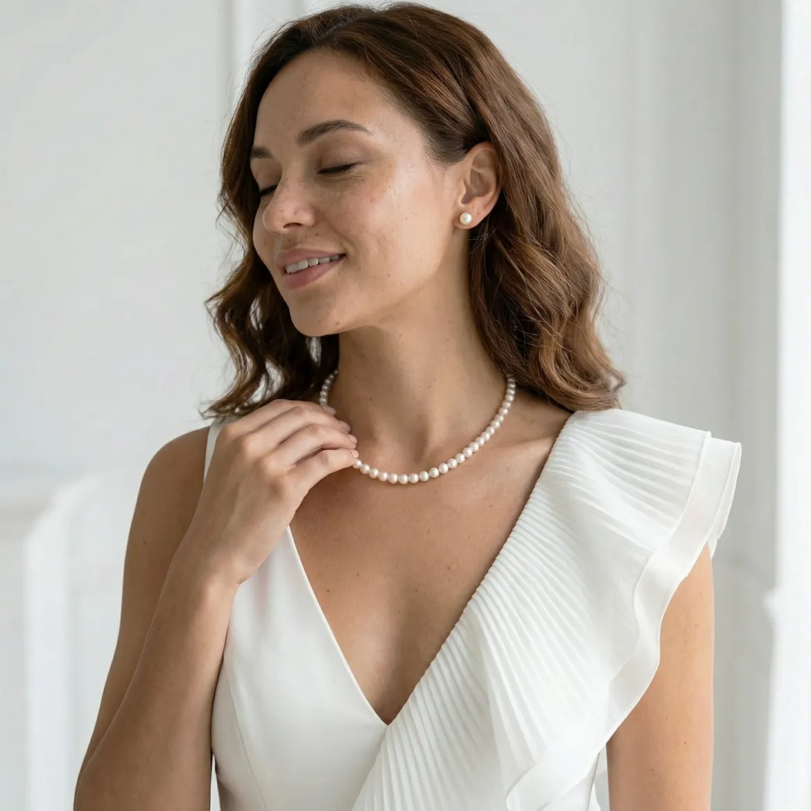 Japanese Akoya White Pearl Necklace, 5.0-5.5mm - AA+ Quality