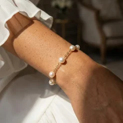 Japanese Akoya White Pearl Tincup Bracelet