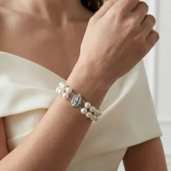 Japanese Large Akoya White Pearl Double Bracelet- Choose Your Quality