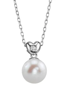 14K Gold Freshwater Pearl & Diamond Lev Pendant