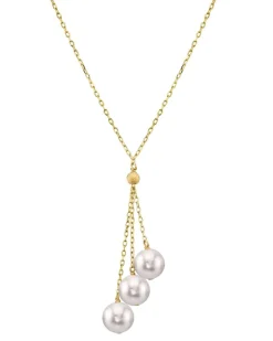 14K Gold Japanese Akoya Pearl Tin Cup Cluster Pendant