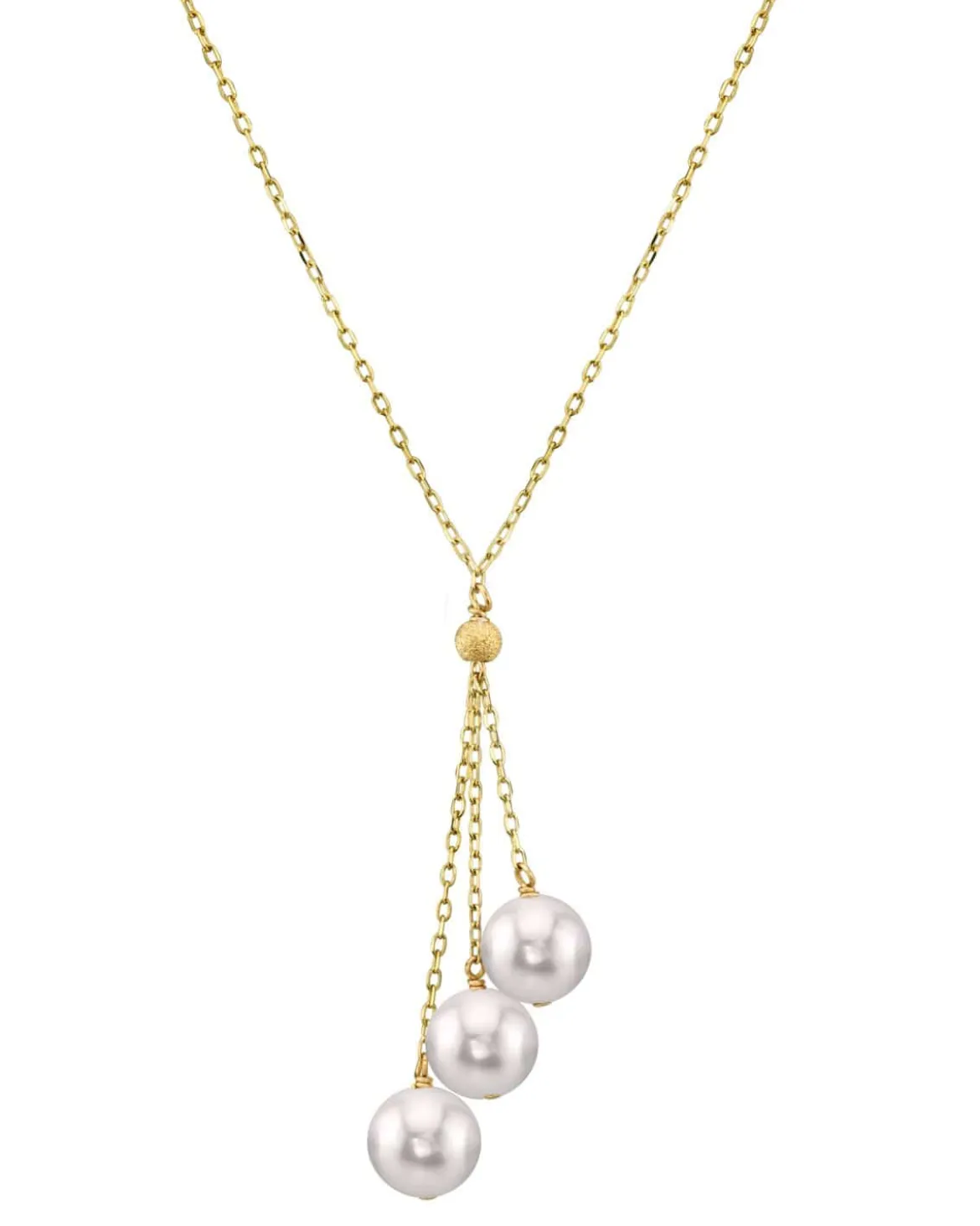 14K Gold Japanese Akoya Pearl Tin Cup Cluster Pendant
