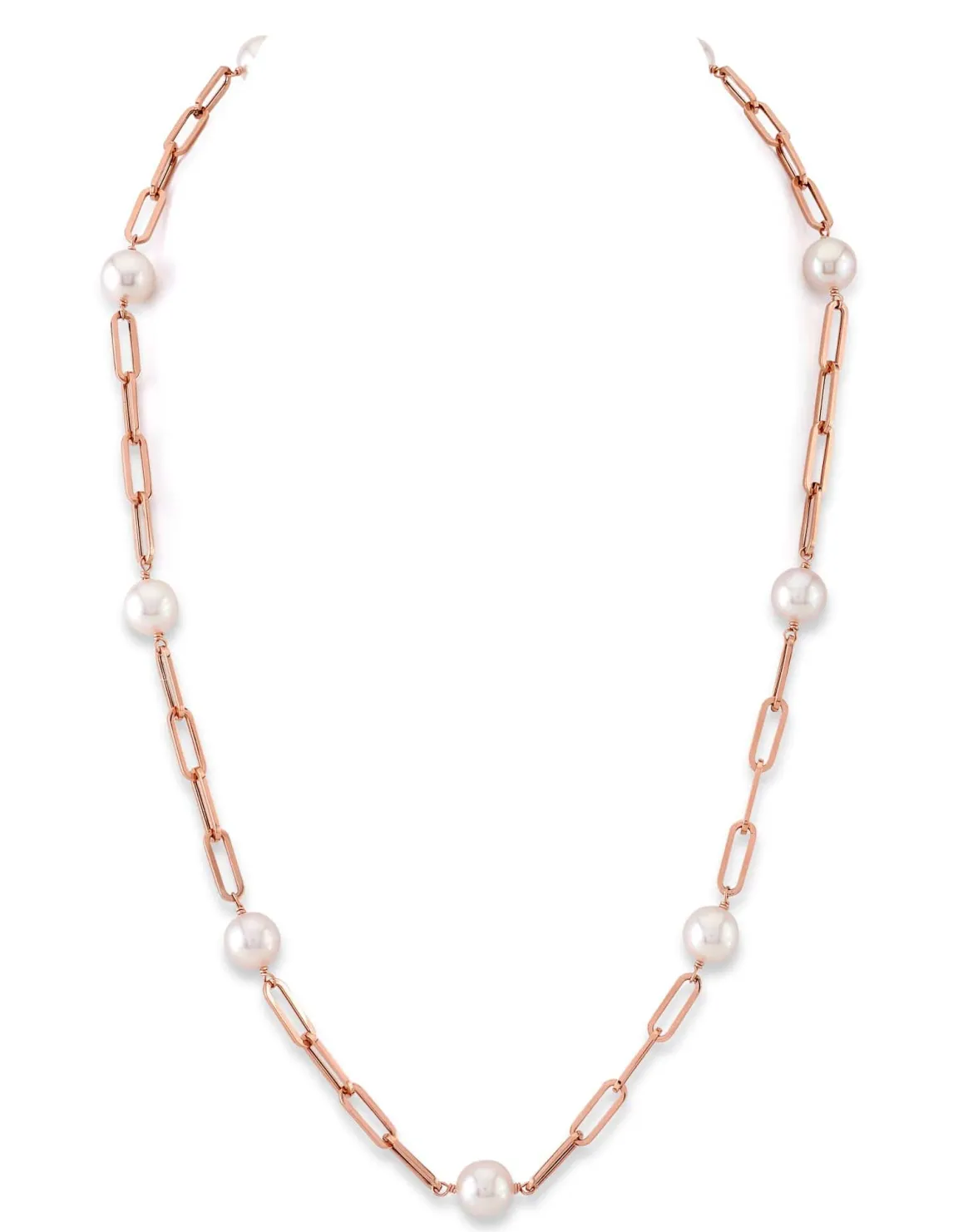 14K Gold Japanese Akoya Pearl & Chain Link Necklace