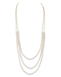 14K Gold Triple Freshwater Pearl and Chain Addie Necklace