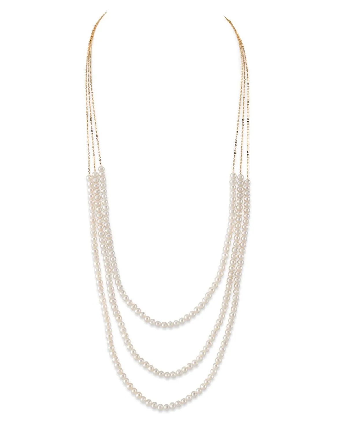 14K Gold Triple Freshwater Pearl and Chain Addie Necklace