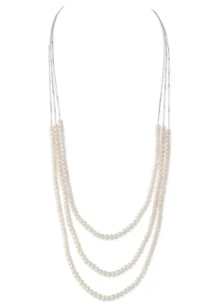 14K Gold Triple Freshwater Pearl and Chain Addie Necklace
