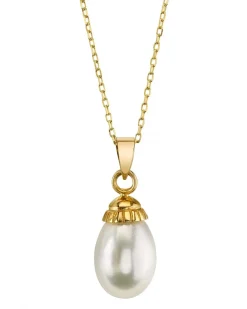 14K Gold White Freshwater Cultured Pearl Devon Pendant