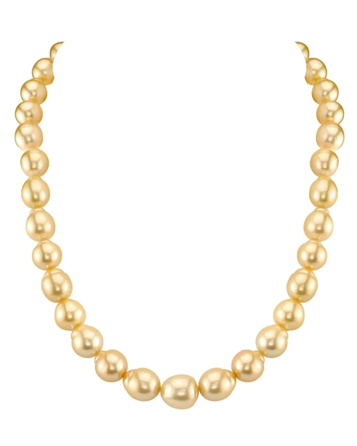 10-12mm Baroque Shaped Golden South Sea Pearl Necklace - AAA Quality
