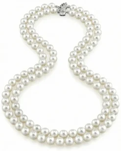 8.0-8.5mm Double Strand White Freshwater Pearl Necklace